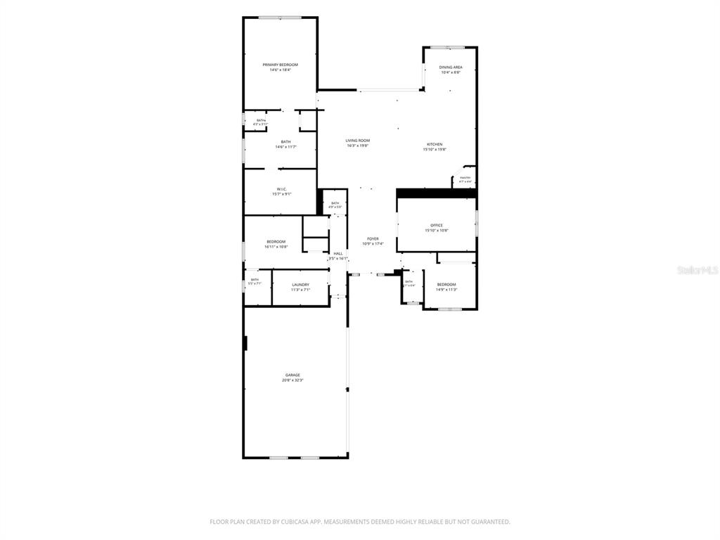 This is a floor plan for a single-story home with a garage and multiple bedrooms — 8472 SW CANTANTE WAY, PORT ST LUCIE, FL