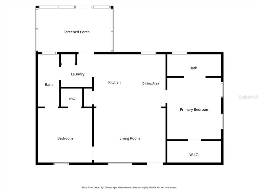 This is a floor plan showing a home with two bedrooms, two baths, and a porch — 10717 SE 129TH STREET, BELLEVIEW, FL