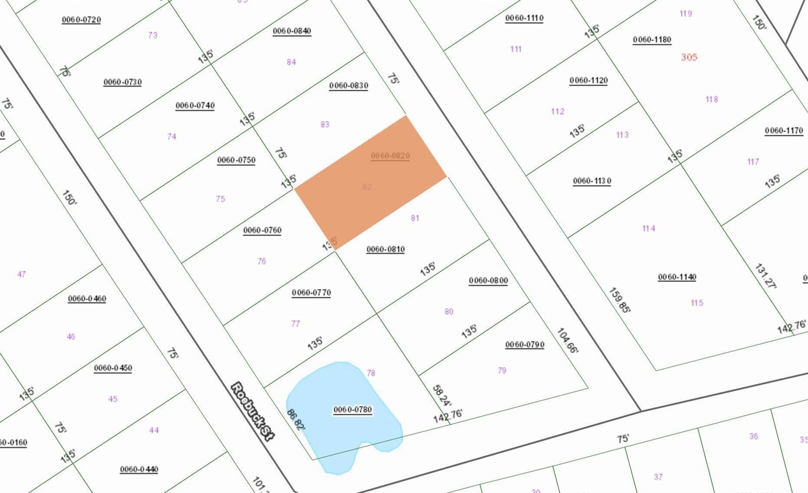This is a tax map showing property lot lines and parcel numbers — 107 Glenside Street, FL 32139, FL