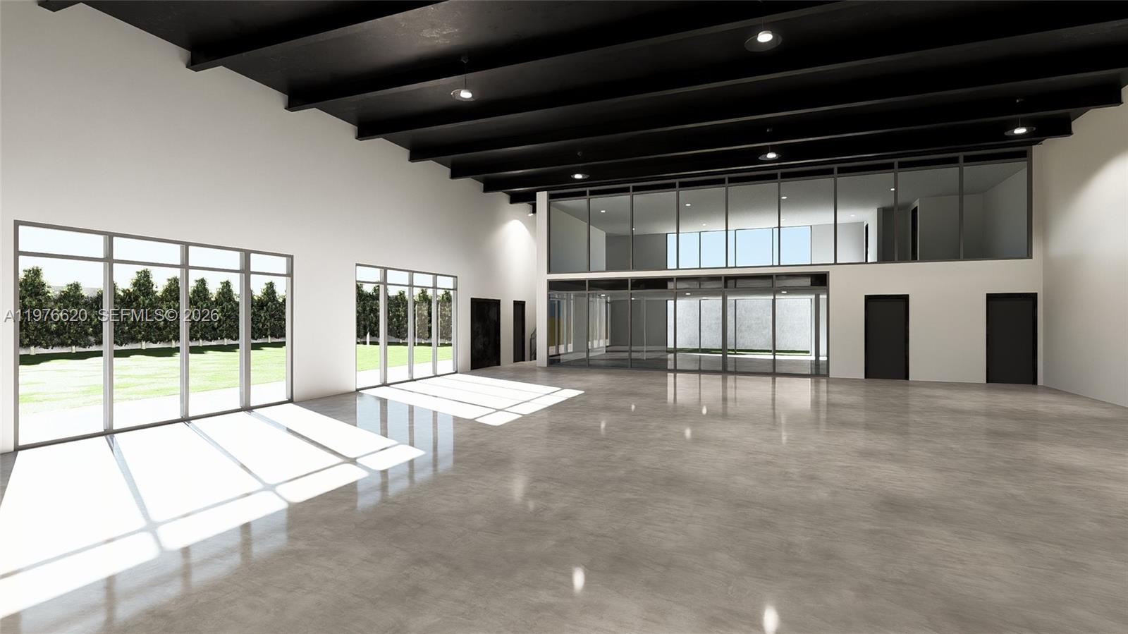 This is a rendering of a modern, open-concept commercial space with polished concrete floors — 550 NW 29th St, Miami FL 33127, MIAMI, FL
