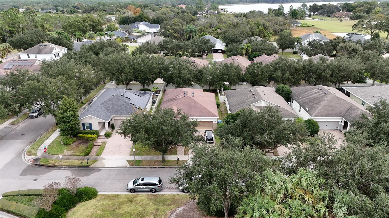 An aerial view shows a suburban street with several single-family homes and mature trees — 8809 Arrabida Lane, Orlando FL 32836, ORLANDO, FL