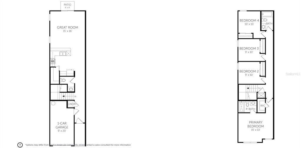 This is a floor plan showing a two-story home with a garage and four bedrooms — 733 SAILOR GROVE LANE, JACKSONVILLE, FL