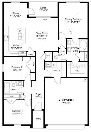 A kitchen with white cabinets, granite countertops, stainless steel appliances, and a dining area — 1635 ANN ROSE WAY, LEESBURG, FL