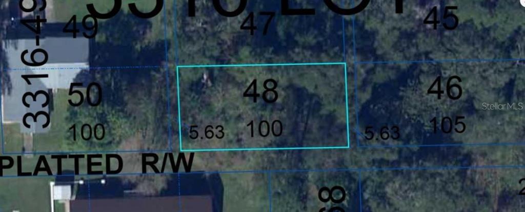 This is a property map showing lot 48 outlined in blue among neighboring parcels — ALACHUA LEROYS ADDITION TO, ALACHUA, FL