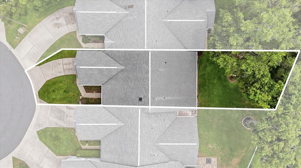 An aerial view shows a residential property lot highlighted with a white outline — 6714 E WAYBRIDGE COURT, INVERNESS, FL