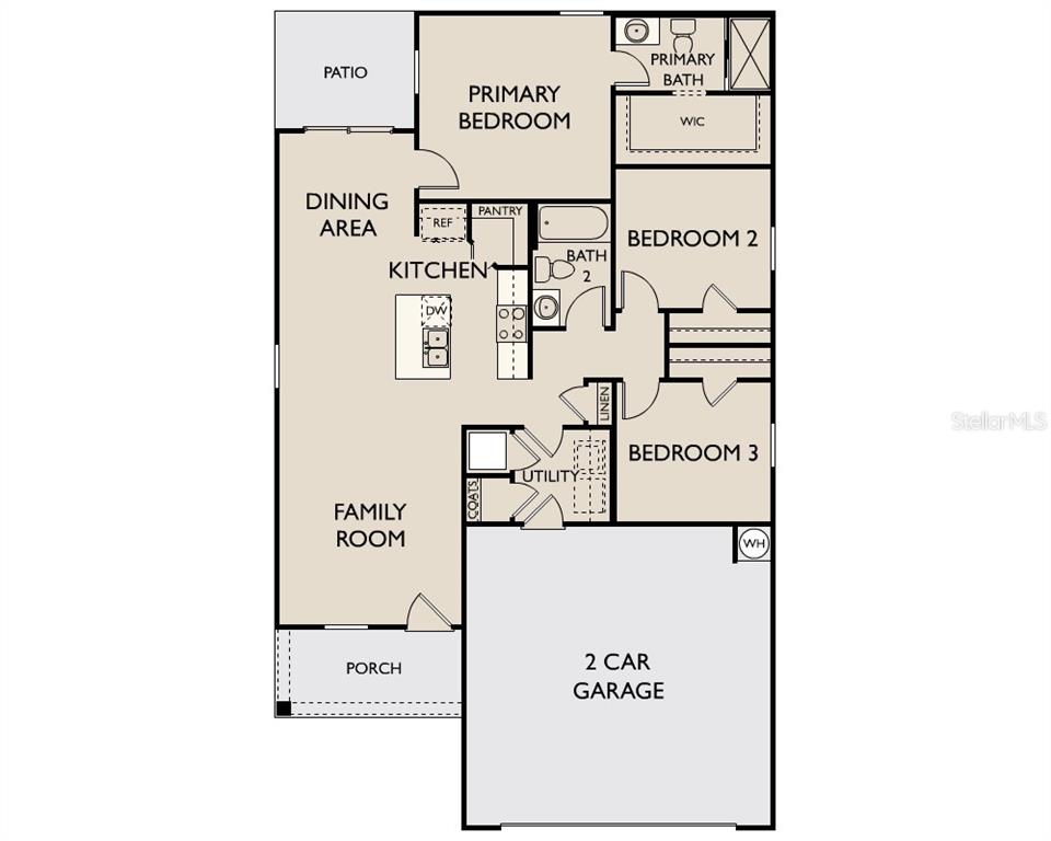 This is a floor plan for a single-story home with three bedrooms and a garage — 14626 ITALY AVENUE, DADE CITY, FL
