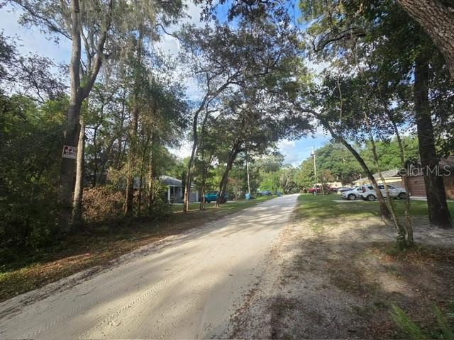 A dirt road winds through a wooded area with houses visible in the background — 5TH STREET, ORANGE CITY, FL