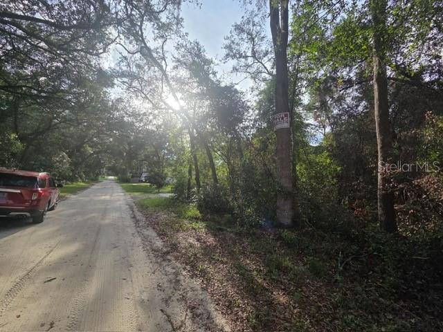 A dirt road runs alongside a wooded lot with a for sale sign on a tree — 5TH STREET, ORANGE CITY, FL