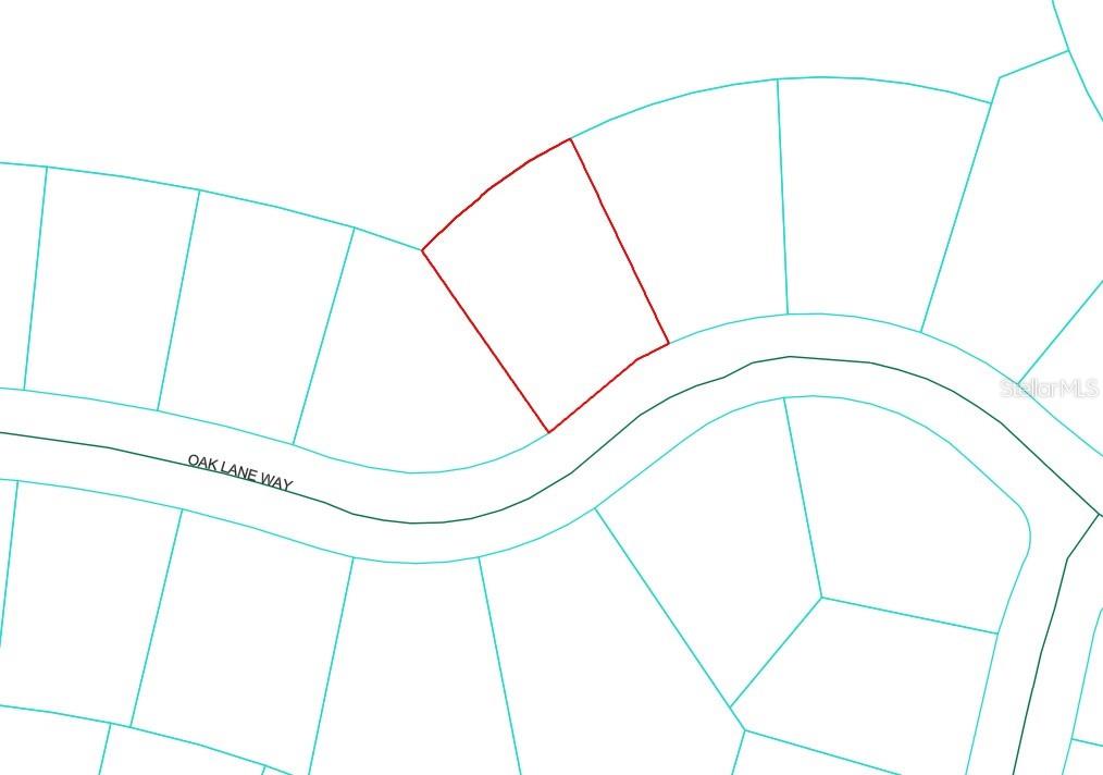 This is a plat map showing a highlighted residential lot on Oak Lane Way — OAK LANE WAY, OCALA, FL