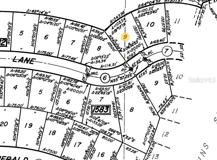 This image is a land survey map showing property lot boundaries and dimensions — OAK LANE WAY, OCALA, FL