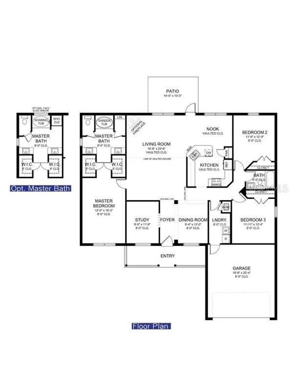 This is a floor plan for a single-story house with three bedrooms, a study, and a garage — 25 STATICE COURT, HOMOSASSA, FL