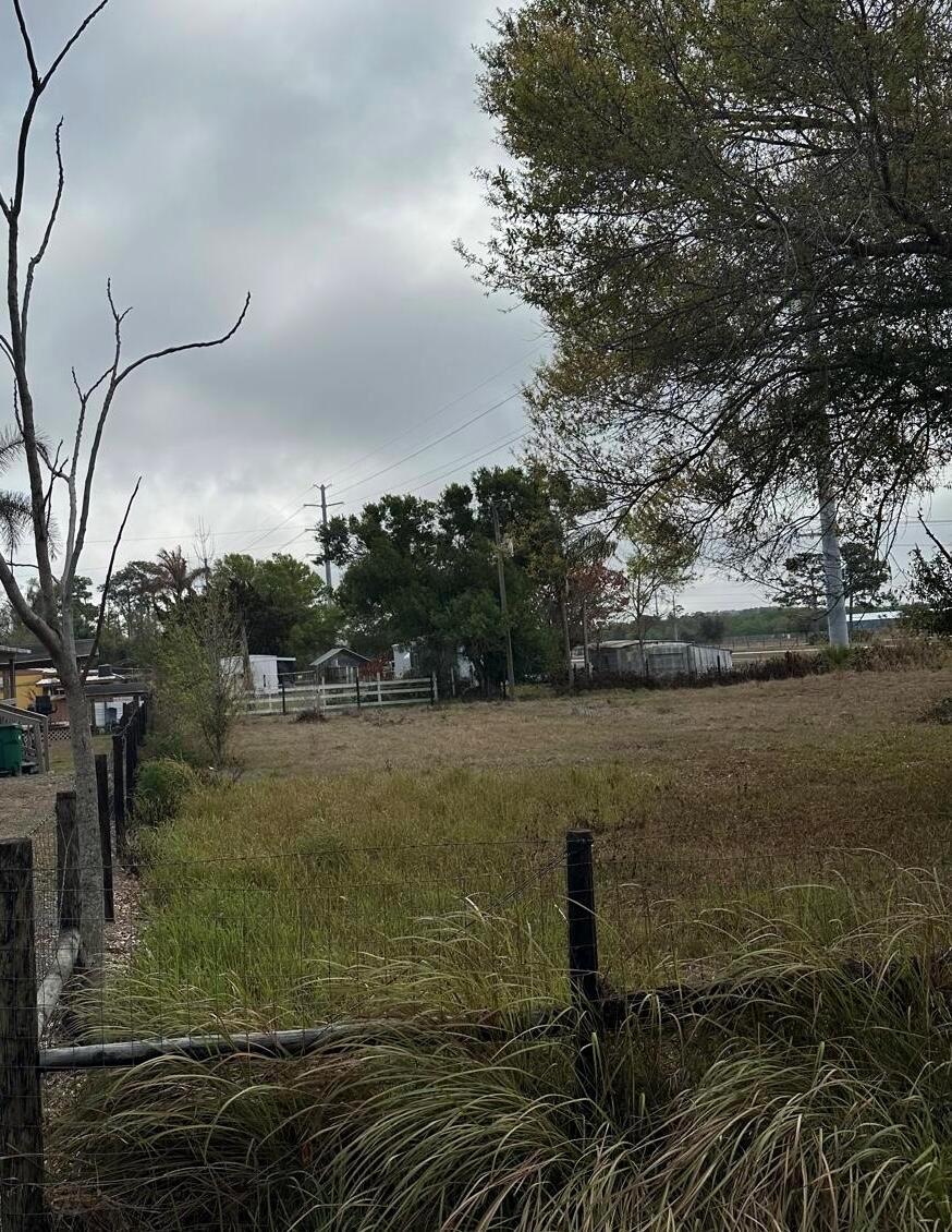 A grassy, fenced-in lot features scattered trees under a cloudy sky — 854 NE 42nd Terrace, Okeechobee FL 34972, OKEECHOBEE, FL