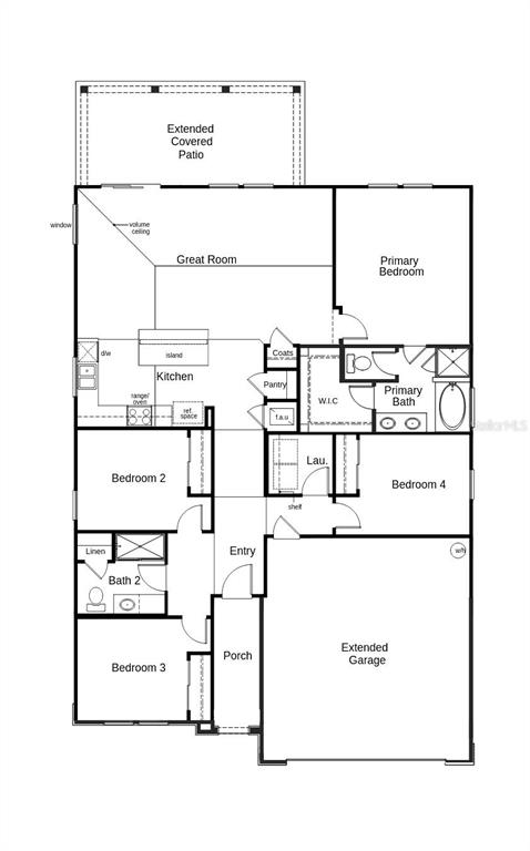 This is a floor plan for a single-story home with four bedrooms and a garage — 118 TEA OLIVE DRIVE, PALM COAST, FL