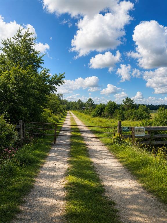 A gravel driveway leads through a metal gate into a rural, grassy landscape under clouds — 505 DEEN STILL ROAD, DAVENPORT, FL