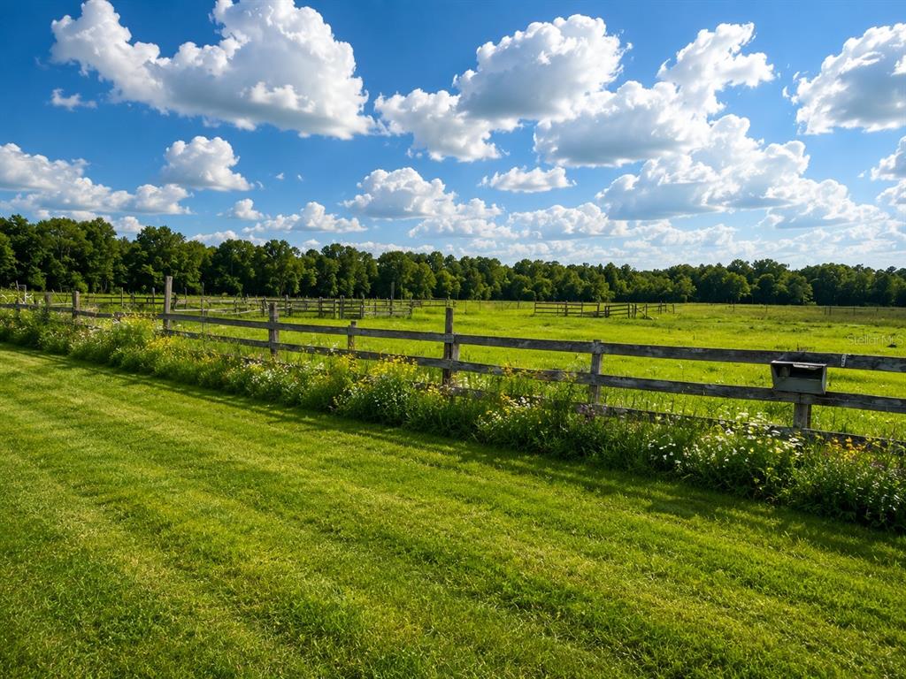 A wooden fence borders a grassy pasture with a line of trees in the background — 505 DEEN STILL ROAD, DAVENPORT, FL