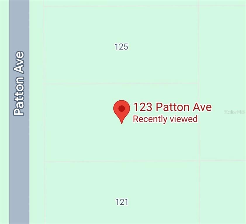 This is a map showing the location of a property along Patton Avenue — 123 PATTON AVENUE, LAKE PLACID, FL