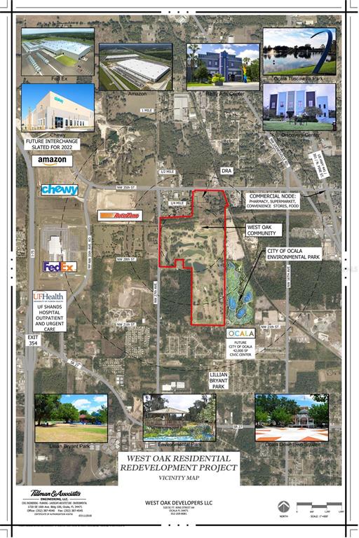 This is a vicinity map for the West Oak residential redevelopment project in Ocala, Florida — 2595 NW 21ST AVE, OCALA, FL