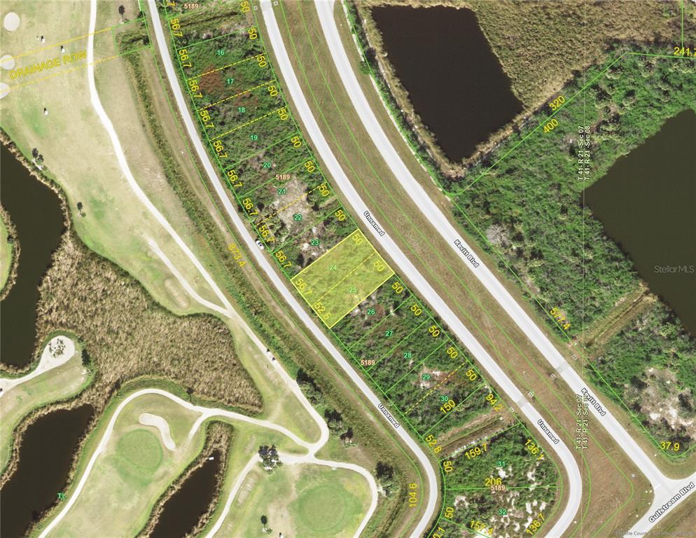 This is a satellite map showing a residential subdivision with numbered lots and paved roads — 6645 KEVITT BOULEVARD, PORT CHARLOTTE, FL