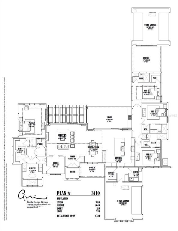 This is a floor plan for a house featuring multiple bedrooms, bathrooms, and two garages — 9940 BLACK BEAR LANE, WINTER GARDEN, FL