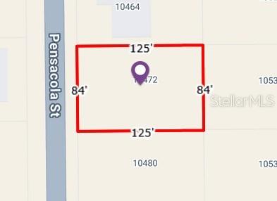 This is a map showing the rectangular dimensions of a property lot — 10472 PENSACOLA STREET, PORT CHARLOTTE, FL