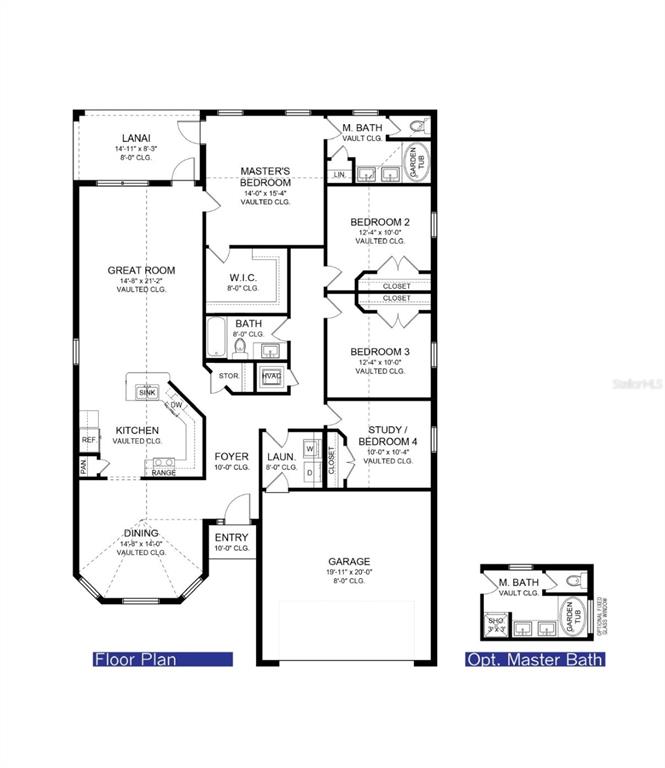 This is a floor plan for a single-story house with four bedrooms and a garage — 1658 ANN ROSE WAY, LEESBURG, FL