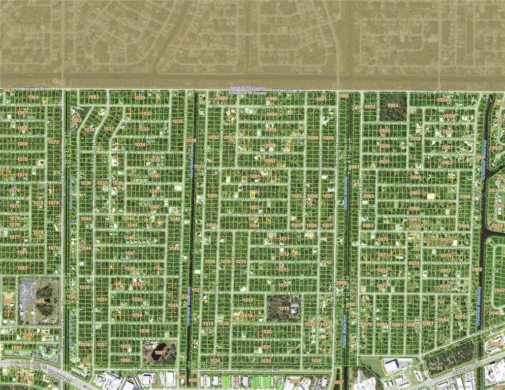 This is a map showing a residential neighborhood with a grid of streets and houses — 18356 DAKOTA AVENUE, PORT CHARLOTTE, FL