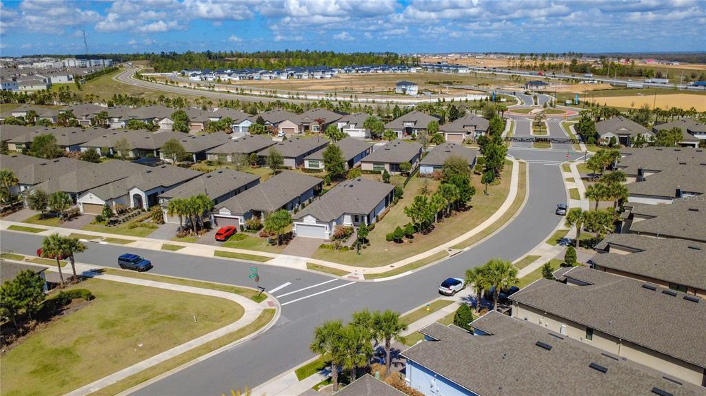 A single-story house exterior features a paved walkway, palm trees, and manicured shrubs — 2330 HAMILTON RIDGE ROAD, CLERMONT, FL