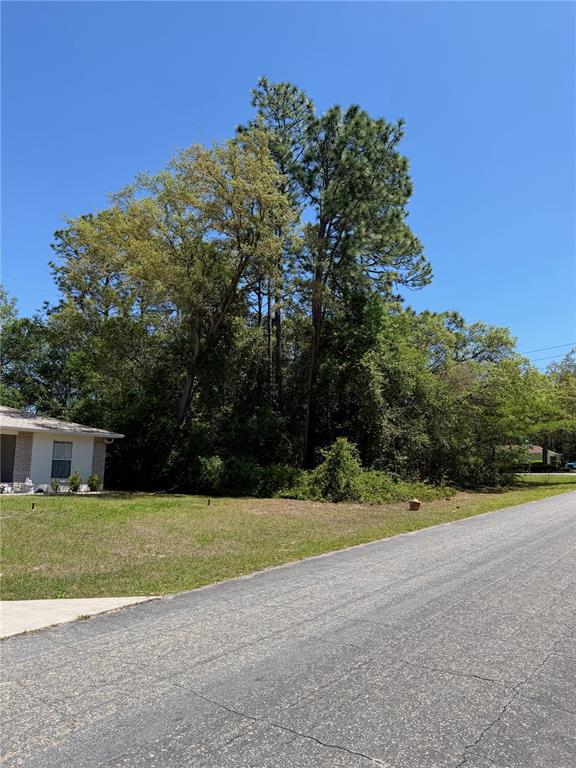 A vacant, tree-covered lot sits next to a single-story house along a paved road — 8975 N TRAVIS DRIVE, CITRUS SPRINGS, FL