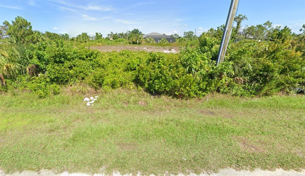 A vacant, overgrown lot with a utility pole and a house visible in the distance — 8518 AGATE STREET, PORT CHARLOTTE, FL