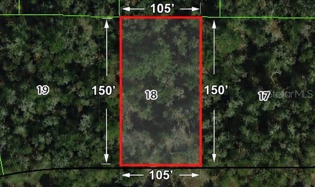 This is a map showing the rectangular property boundaries and dimensions of a wooded lot — 8388 N JOINER WAY, CITRUS SPRINGS, FL