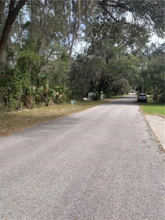 A paved road runs through a wooded area with hanging Spanish moss and a parked car — 1541 NW 21ST STREET, CRYSTAL RIVER, FL