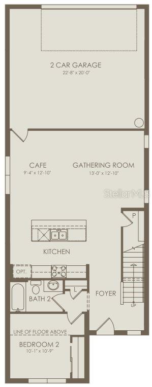 This is a floor plan of a home featuring a garage, kitchen, and two bedrooms — 5099 STARLING BIRD LANE, ST CLOUD, FL
