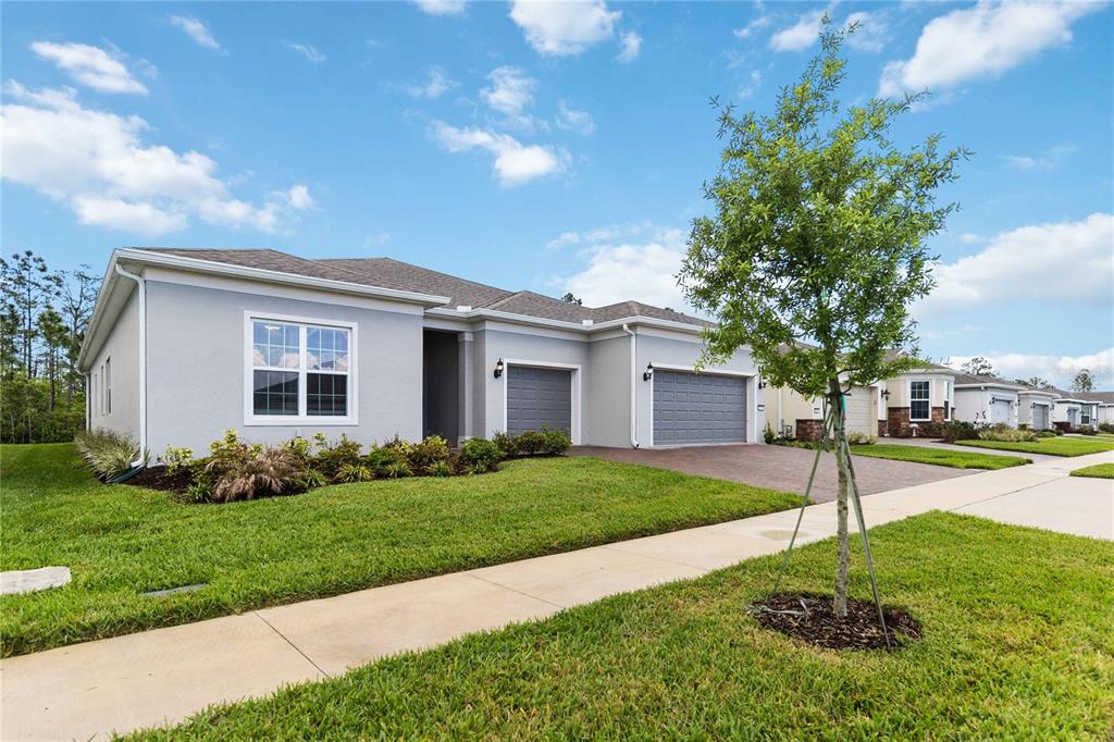 A single-story house with a gray exterior, two garage doors, and a landscaped front lawn — 2531 PINE PRESERVE COURT, ST CLOUD, FL