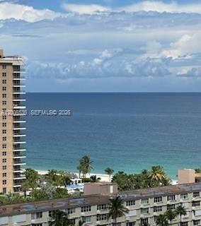 An elevated view of the ocean, a sandy beach, and nearby residential high-rise buildings — 1985 S Ocean Dr # 21P, Hallandale Beach FL 33009, HALLANDALE BEACH, FL
