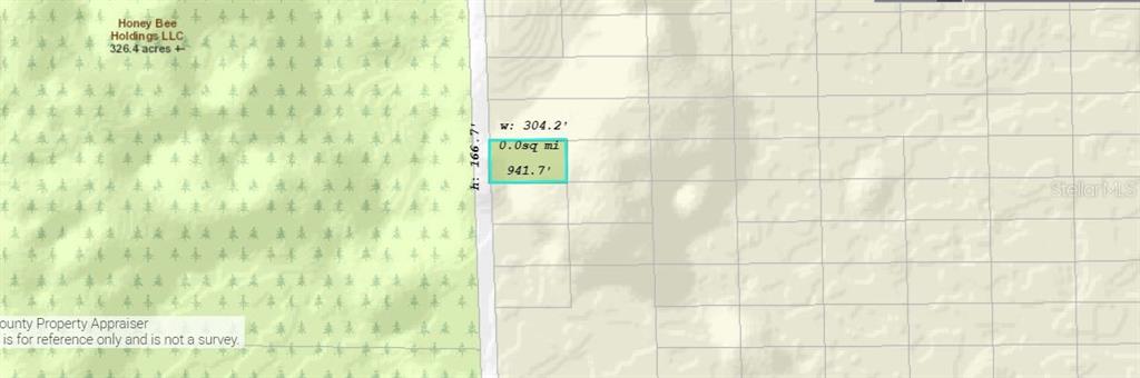 This is a map showing a rectangular land parcel with dimensions of 304.2 feet by 941.7 feet — 1355 DILL ROAD, ORLANDO, FL