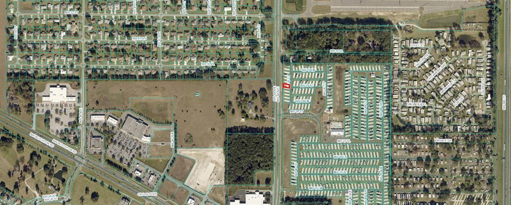 This aerial map shows a residential area with a highlighted property lot — 2918 NW 43RD COURT, OCALA, FL