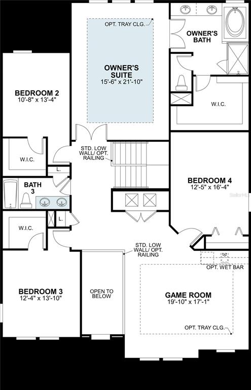 This is a floor plan for the second level of a house featuring four bedrooms — 7737 PAINTED SKY PLACE, LAND O LAKES, FL