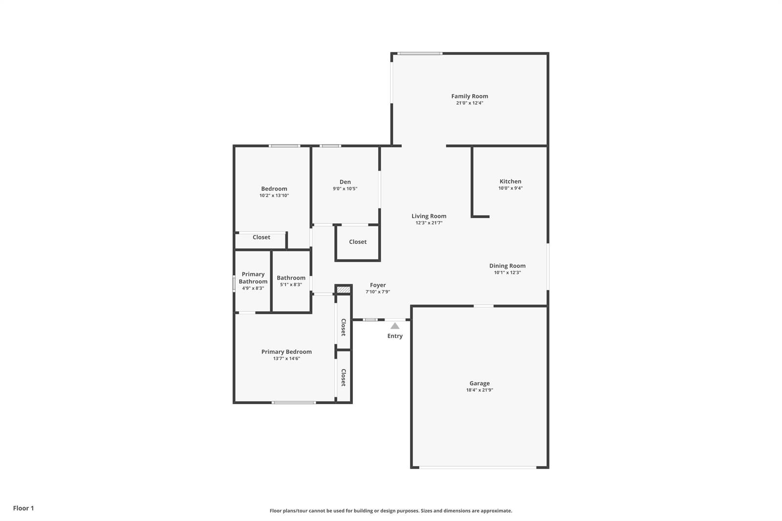 This is a floor plan for a single-story home featuring a garage, kitchen, and bedrooms — 9510 Affirmed Lane, Boca Raton FL 33496, BOCA RATON, FL