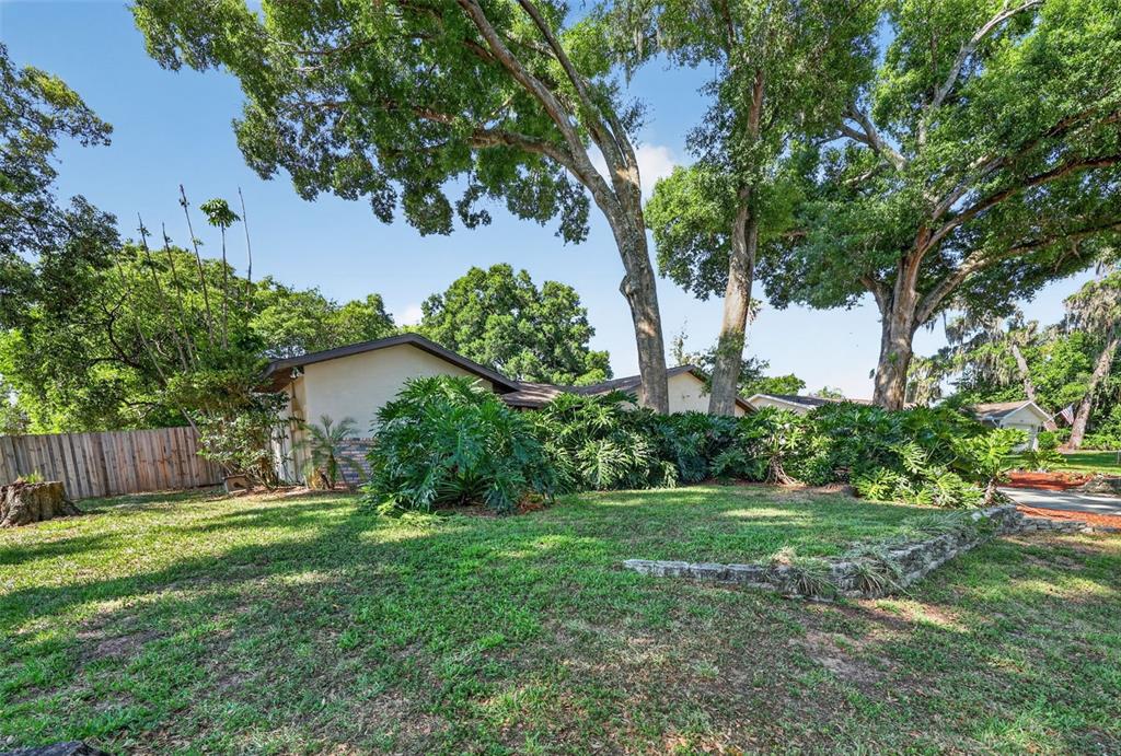 A single-story house with a light-colored exterior is surrounded by large trees and lush landscaping — 2713 WILLOW OAKS DRIVE, VALRICO, FL