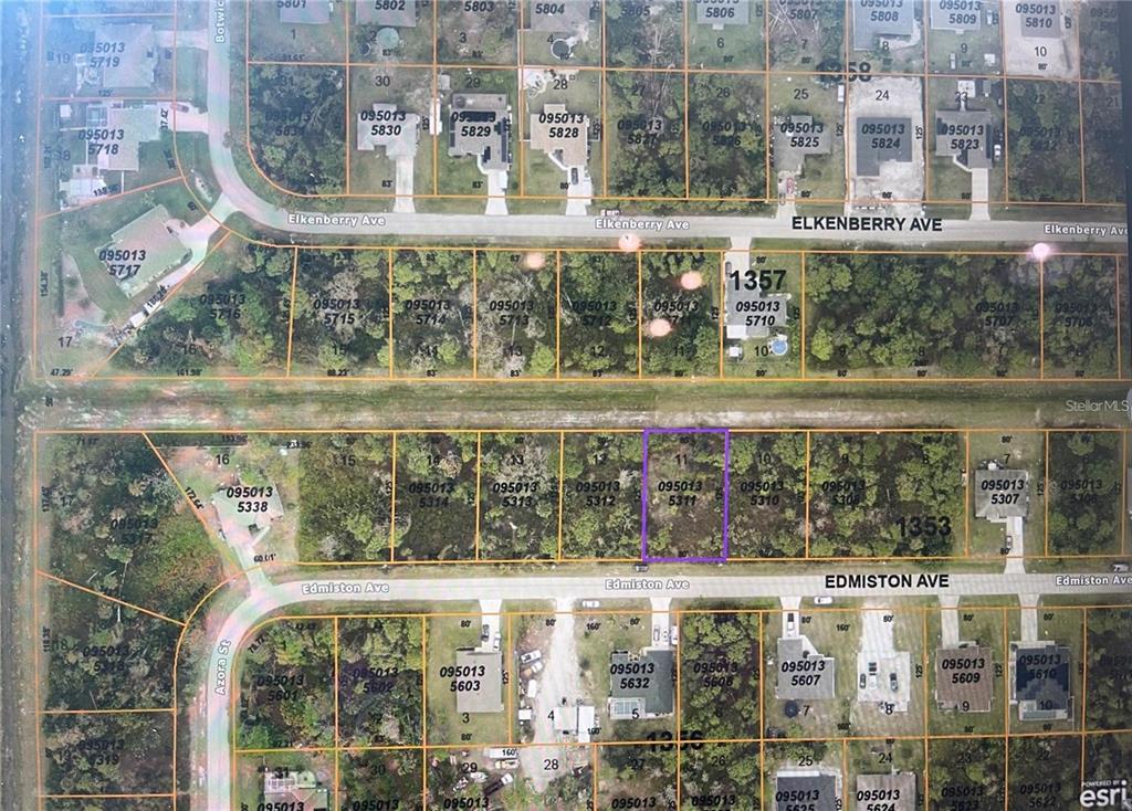 This is a property tax map showing residential lots along Elkenberry and Edmiston Avenues — EDMISTON AVENUE, NORTH PORT, FL