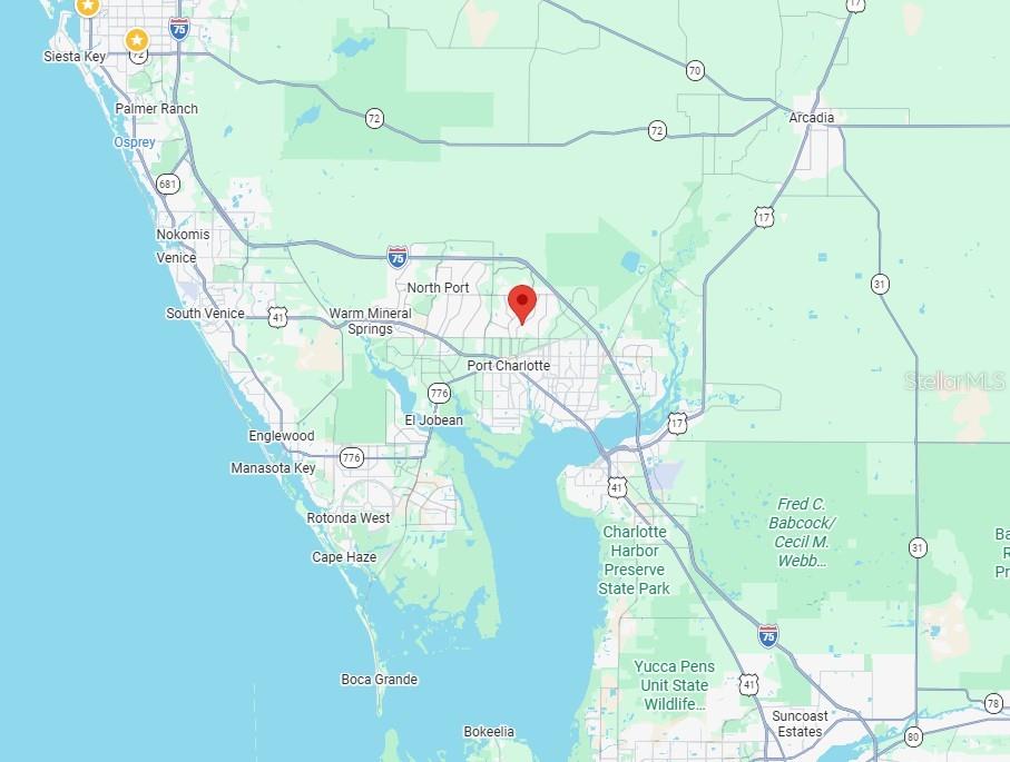 This is a map showing the location of a property in the Port Charlotte area — Lot 21 JUNCTION STREET, NORTH PORT, FL