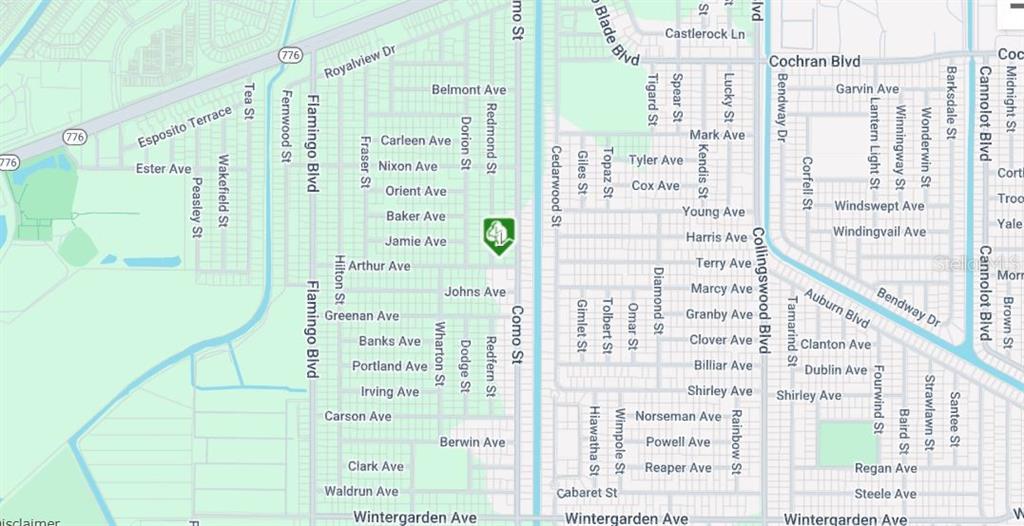 This is a map showing residential streets and intersections in a neighborhood — 17220 ARTHUR AVENUE, PORT CHARLOTTE, FL