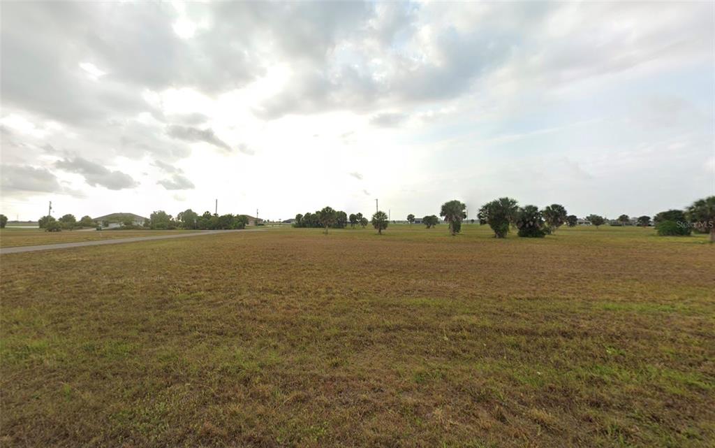 A wide, grassy vacant lot under a cloudy sky with scattered palm trees in the distance — 18 CHICKADEE LANE, PLACIDA, FL