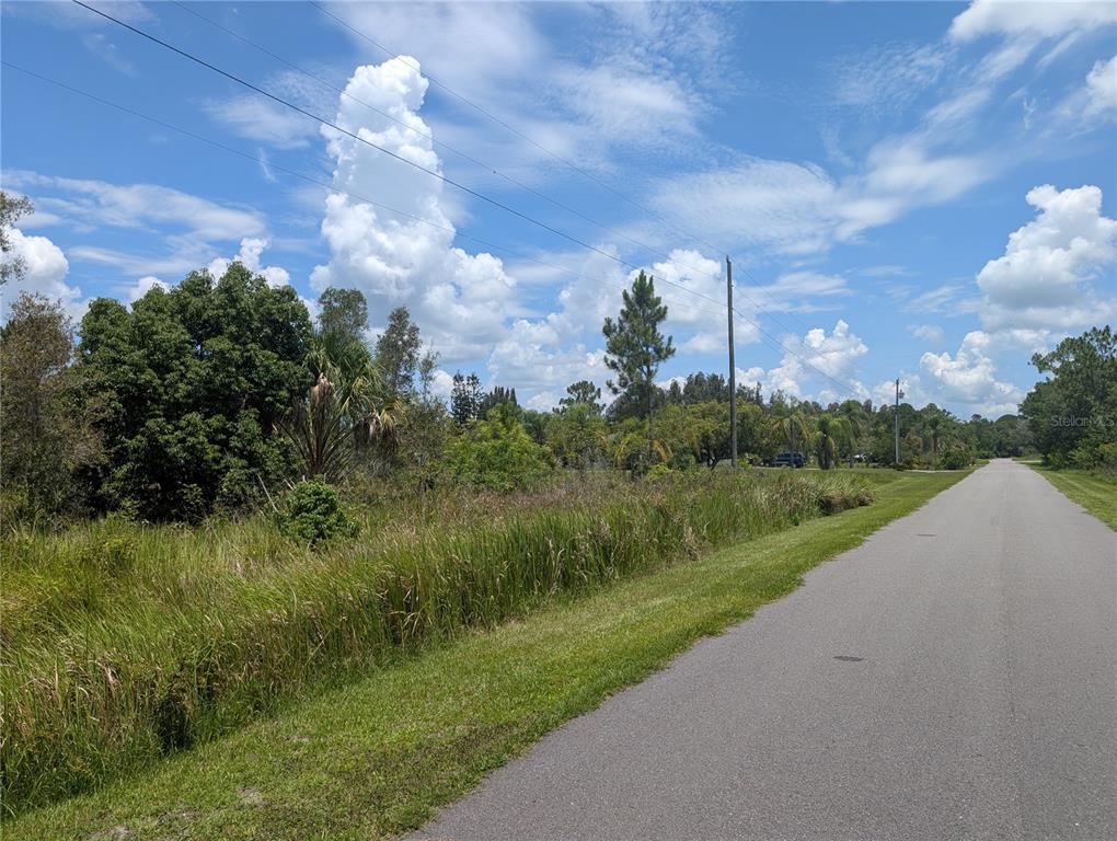 An aerial view shows a rectangular, tree-covered vacant lot outlined in red next to a road — ARBOREA DRIVE N, INDIAN LAKE ESTATES, FL