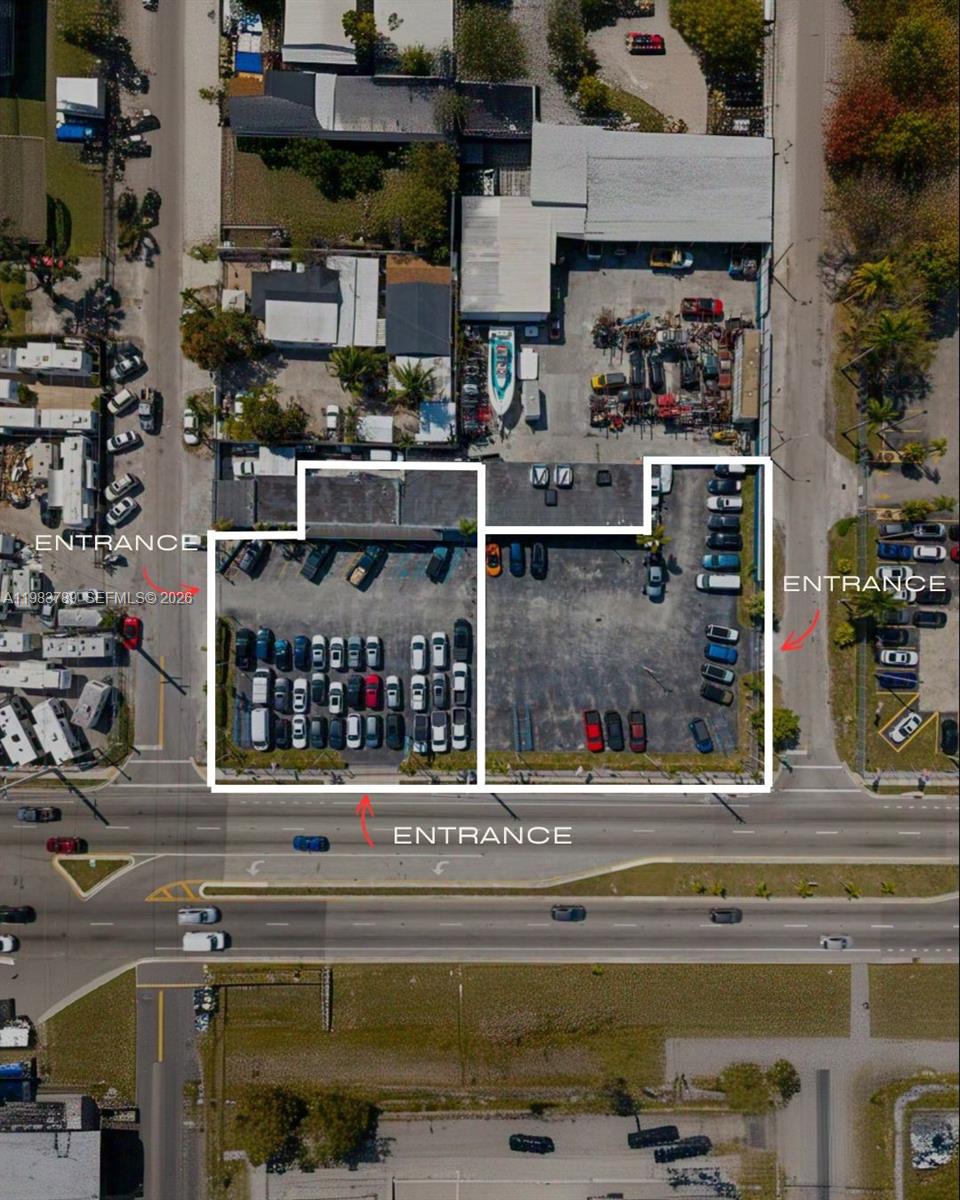 An aerial view of a commercial property with parking lots and building structures — 8800 NW 27th Ave # A, Miami FL 33147, MIAMI, FL