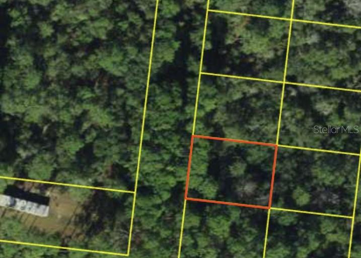 This is an aerial map showing a highlighted rectangular plot of land among dense trees — 200 MOSSY OAKS 4TH STREET, QUINCY, FL