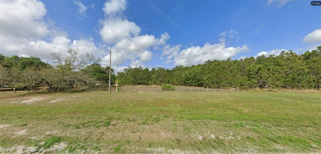 A flat, grassy vacant lot with a utility pole and a line of trees behind it — COMMONWEALTH AVE N, POLK CITY, FL