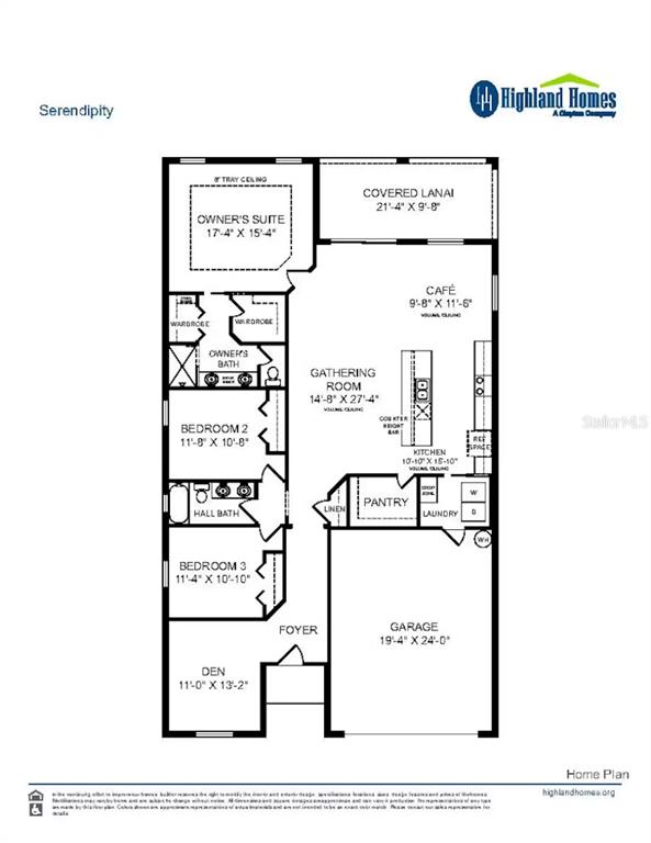 This is a floor plan for a single-story home featuring three bedrooms, a den, and garage — 17603 SW 43RD CIRCLE, OCALA, FL