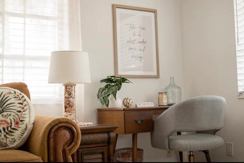A home office area features a wooden desk, a gray chair, and a framed wall print — 3232 NE 15th Street, Pompano Beach FL 33062, POMPANO BEACH, FL