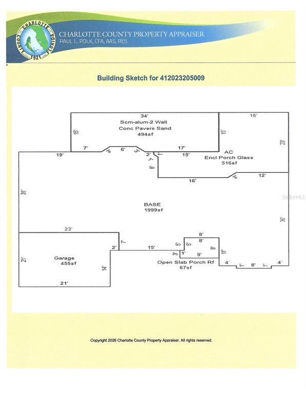 This is a building sketch showing the floor plan and square footage of a property — 110 MARINER LANE, ROTONDA WEST, FL